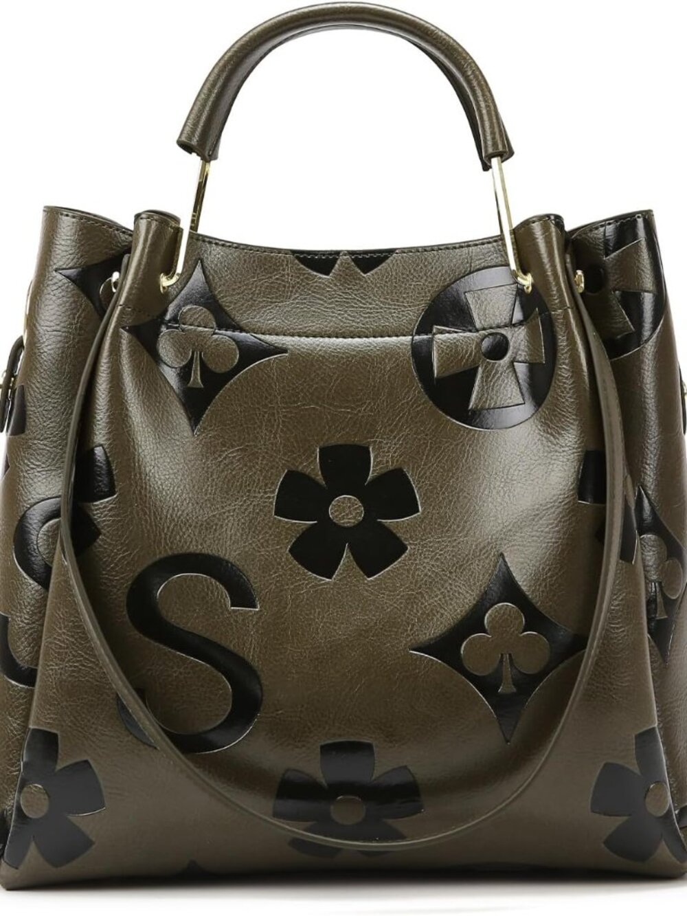 Floral Handbags Purses Women - Embossed Vegan Leather Top Handle Handbag Set Lar